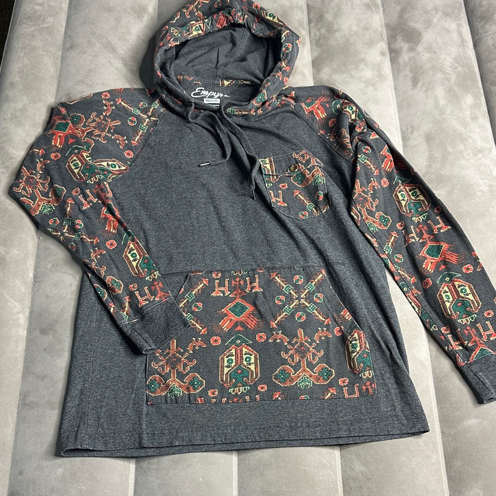 Empyre Charcoal Hoodie with Colorful Pattern